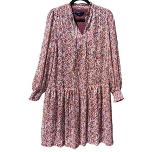 Terre Bleue Light Airy Long Sleeve Dress with Dots and Shimmer Thread Size 36 XS